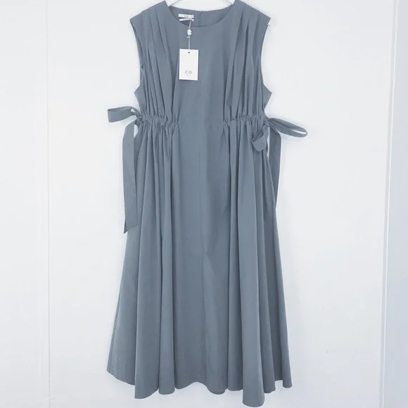 drawstring a line dress Green Floral Applique Sleeveless A Line Gown main image 1